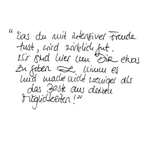 Alina Ide Motto Handgeschrieben